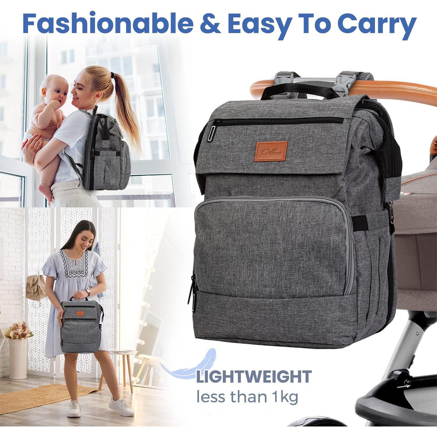 Mochila para Pañales Pillani Gris - Impermeable y Ligera 25L