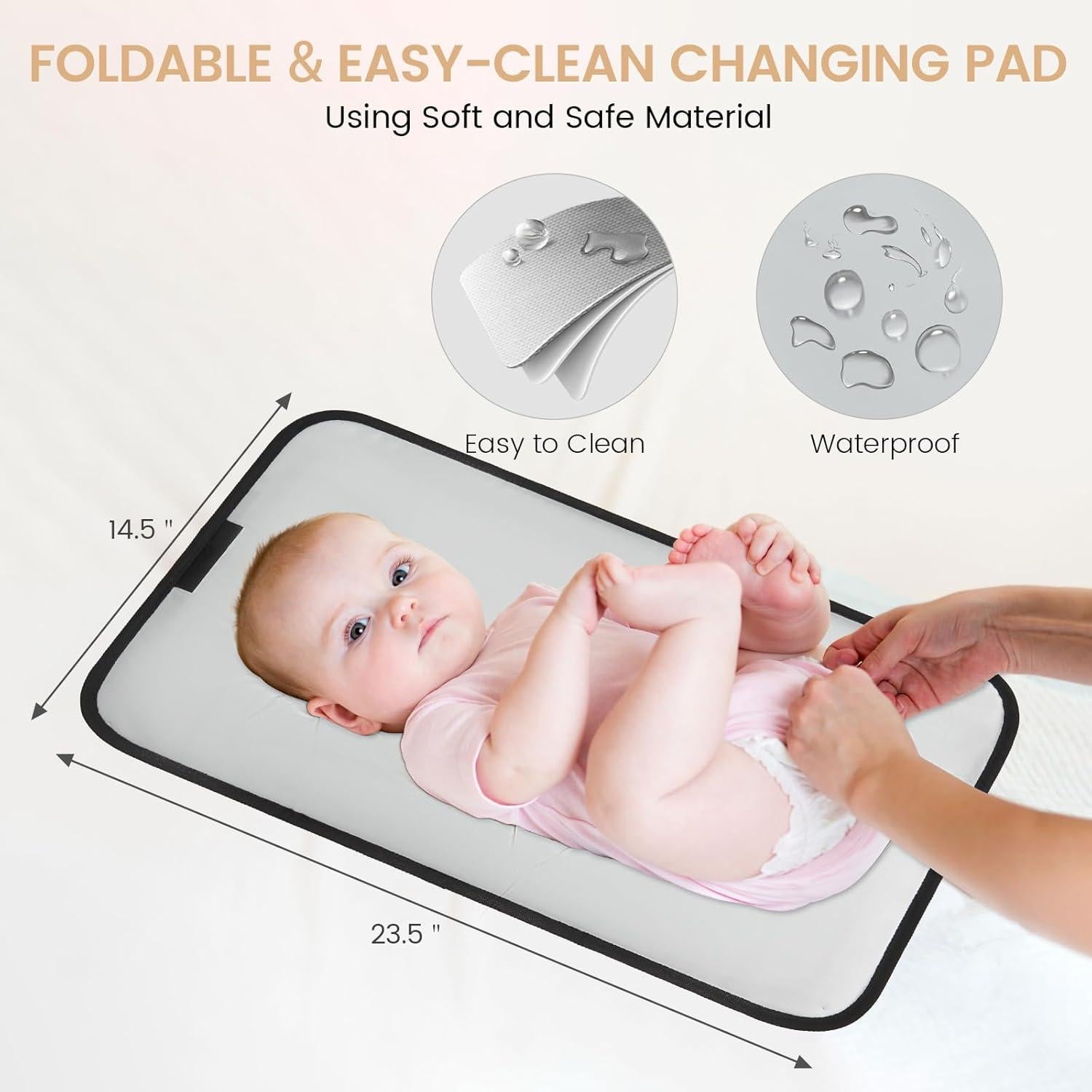 Mochila para Pañales LOVEVOOK Beige-Khaki 30L con Cambiador