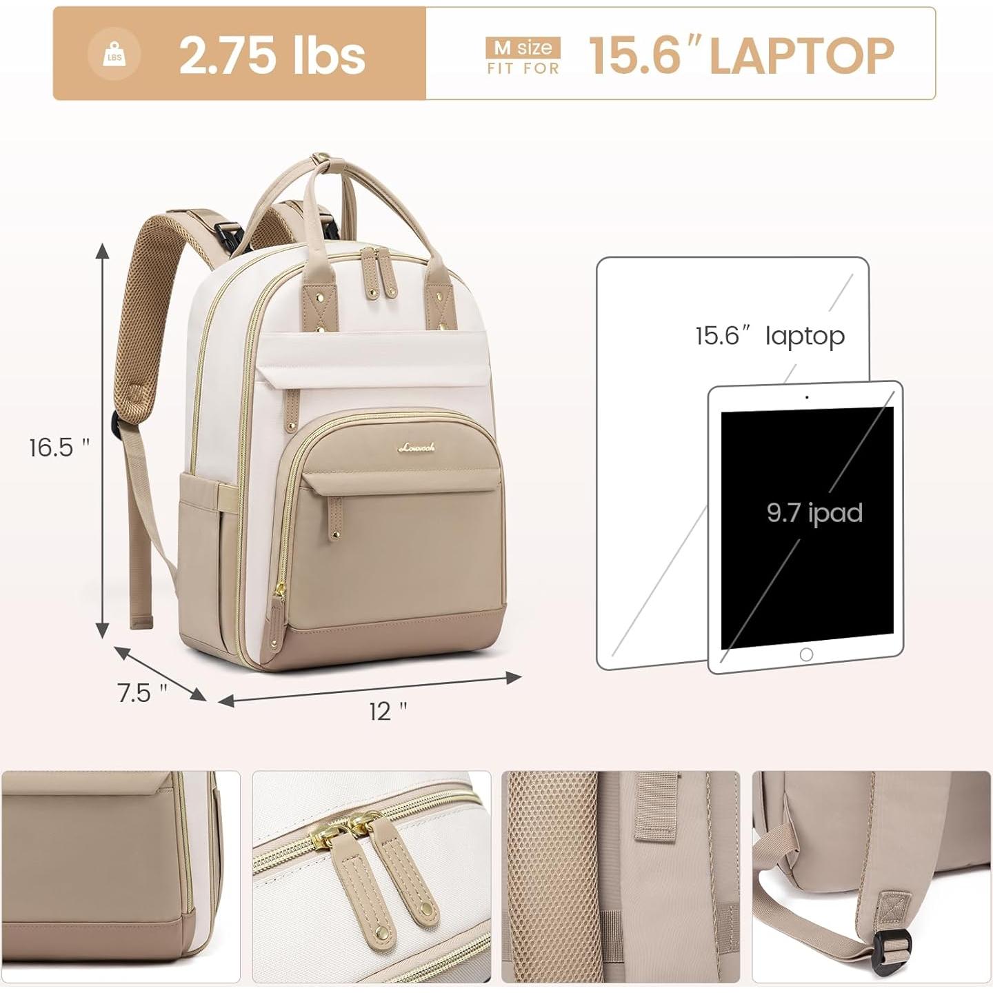 Mochila para Pañales LOVEVOOK Beige-Khaki 30L con Cambiador