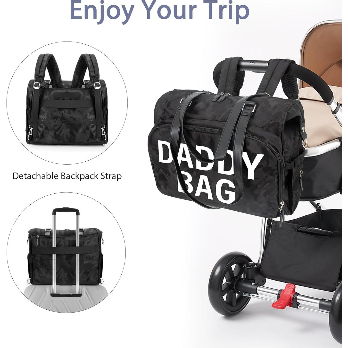 Mochila de Pañales Pripher 4 en 1 Camo Negra Impermeable