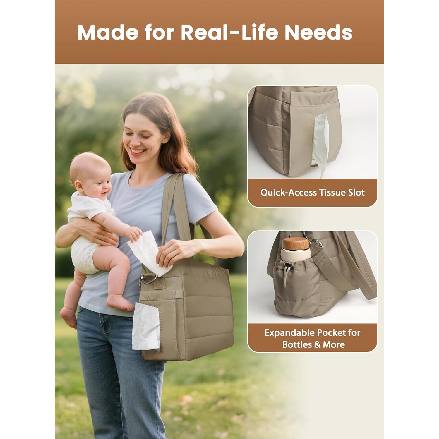 Bolso Grande para Pañales CarryWise 5 en 1 Impermeable