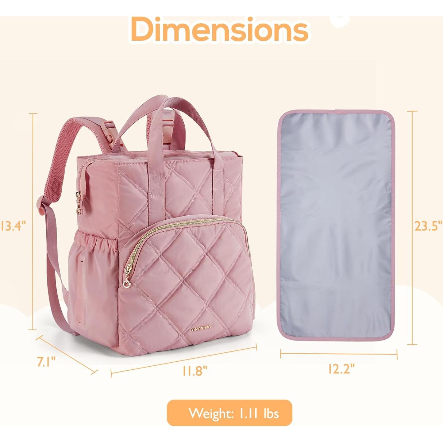 Mochila de Pañales Acolchada Mommore Rosa Mini 30x18x34cm