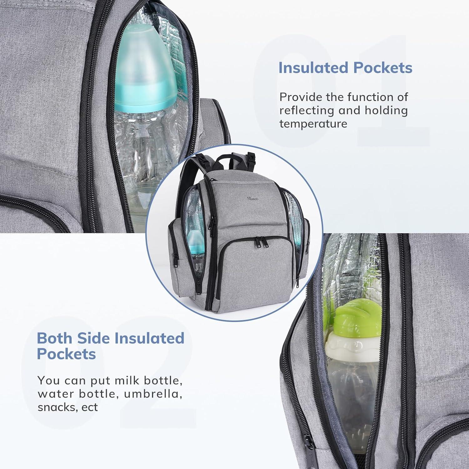 Mochila de Pañales Mancro Gris, 24L, Impermeable, Unisex