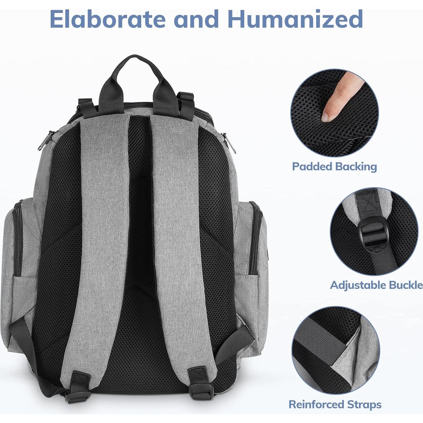 Mochila de Pañales Mancro Gris, 24L, Impermeable, Unisex