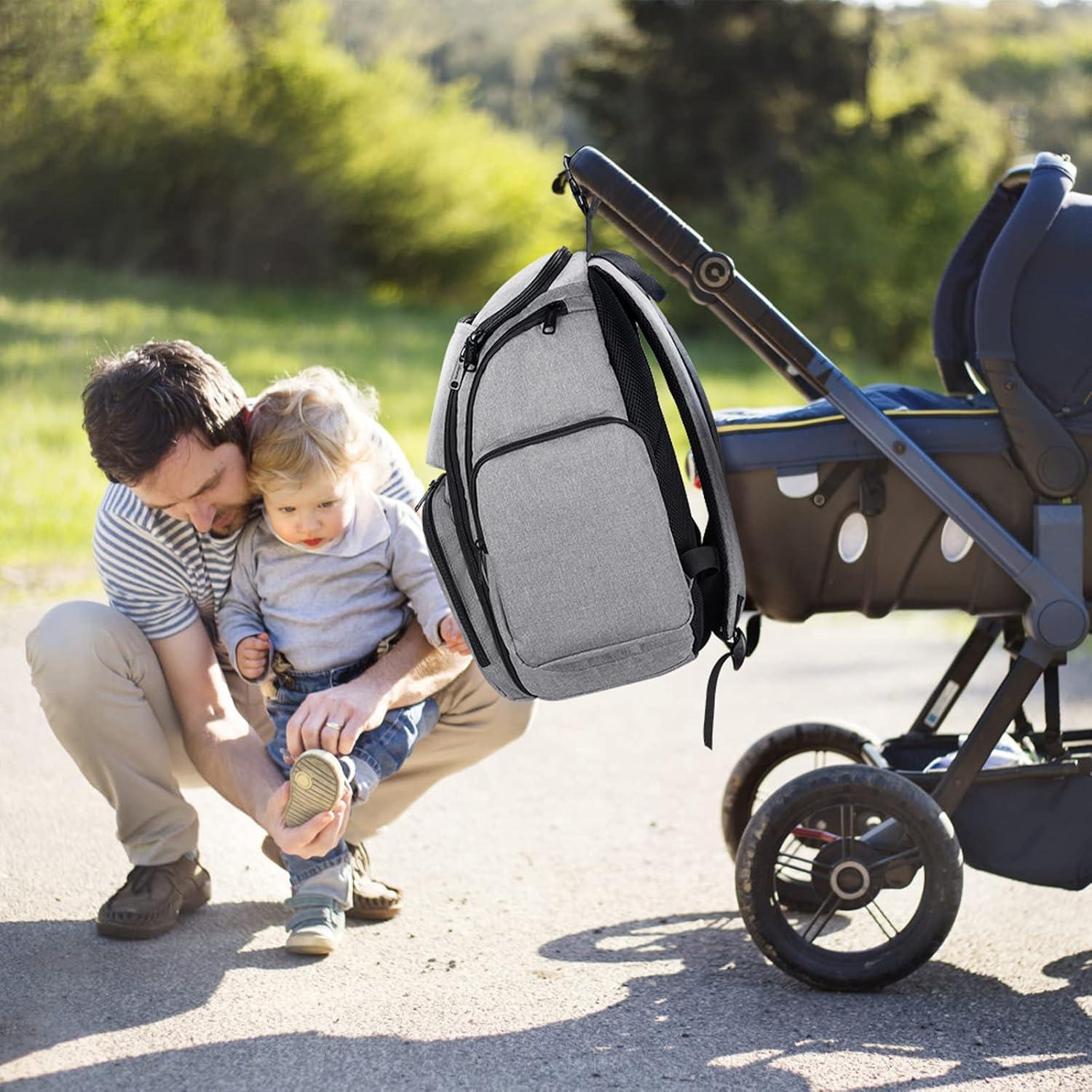 Mochila de Pañales Mancro Gris, 24L, Impermeable, Unisex