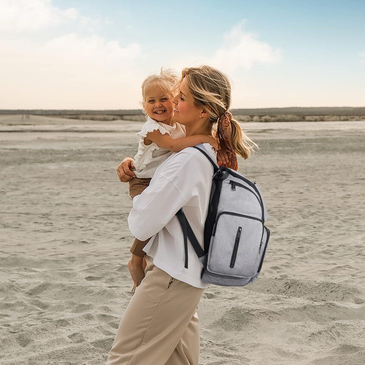 Mochila de Pañales Mancro Gris, 24L, Impermeable, Unisex