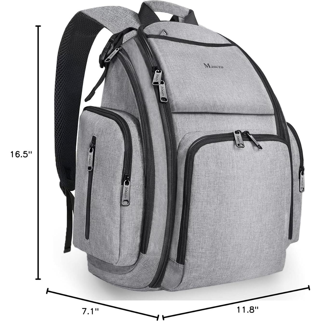 Mochila de Pañales Mancro Gris, 24L, Impermeable, Unisex
