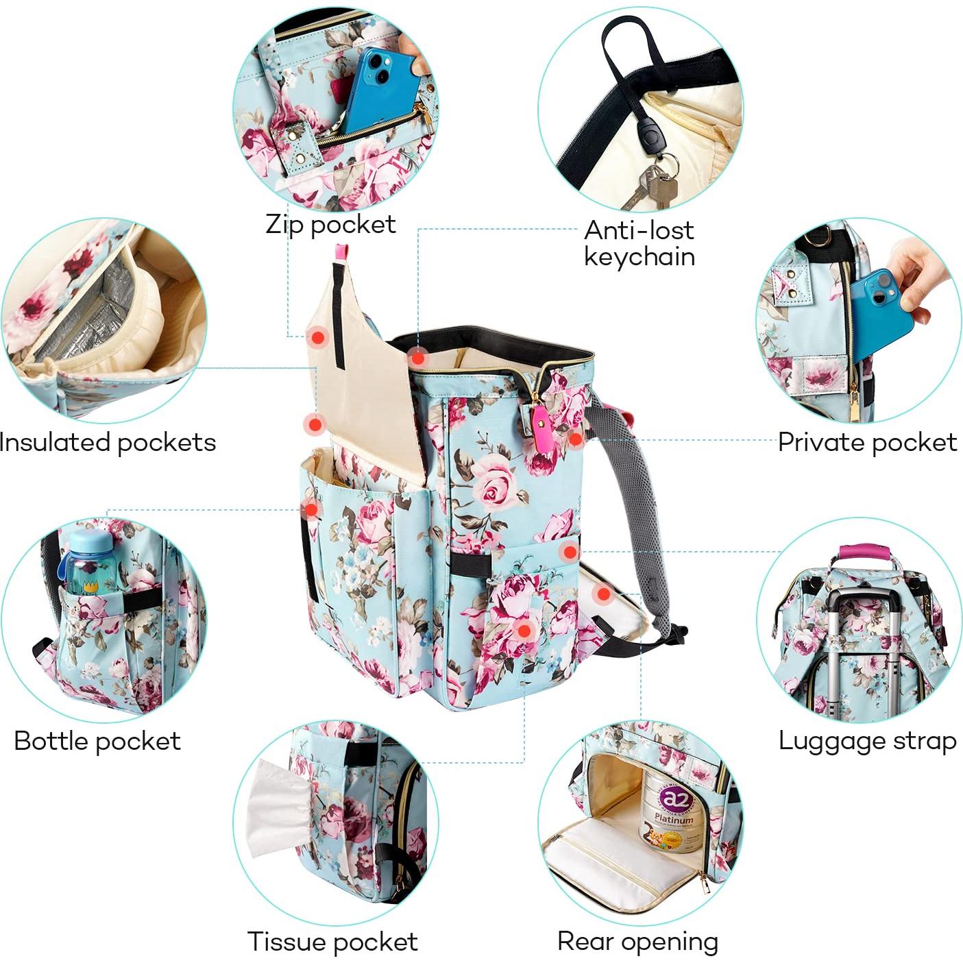 Mochila para Pañales LitBear Floral Impermeable 23L