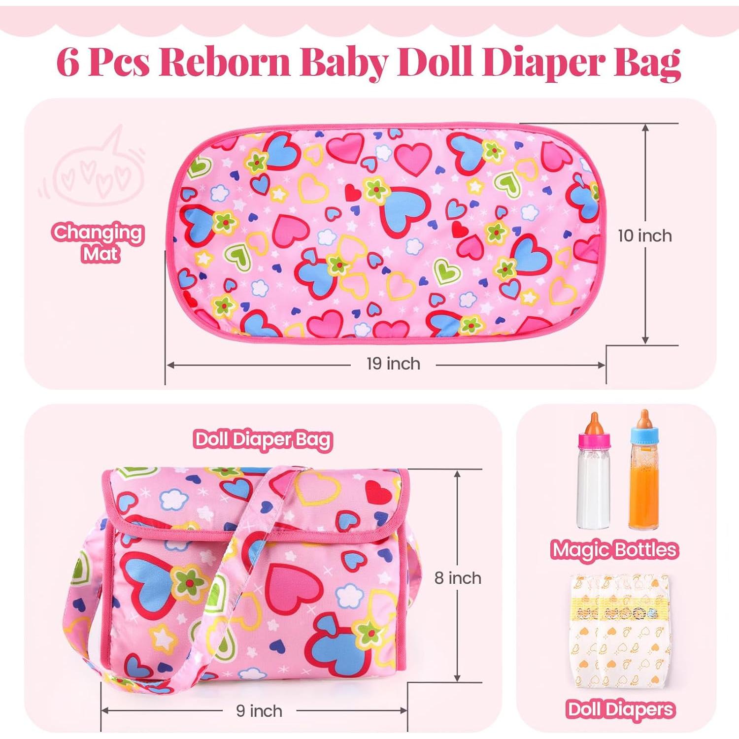 Conjunto de Bolsa de Pañales para Muñecas Babeside 5 Pcs