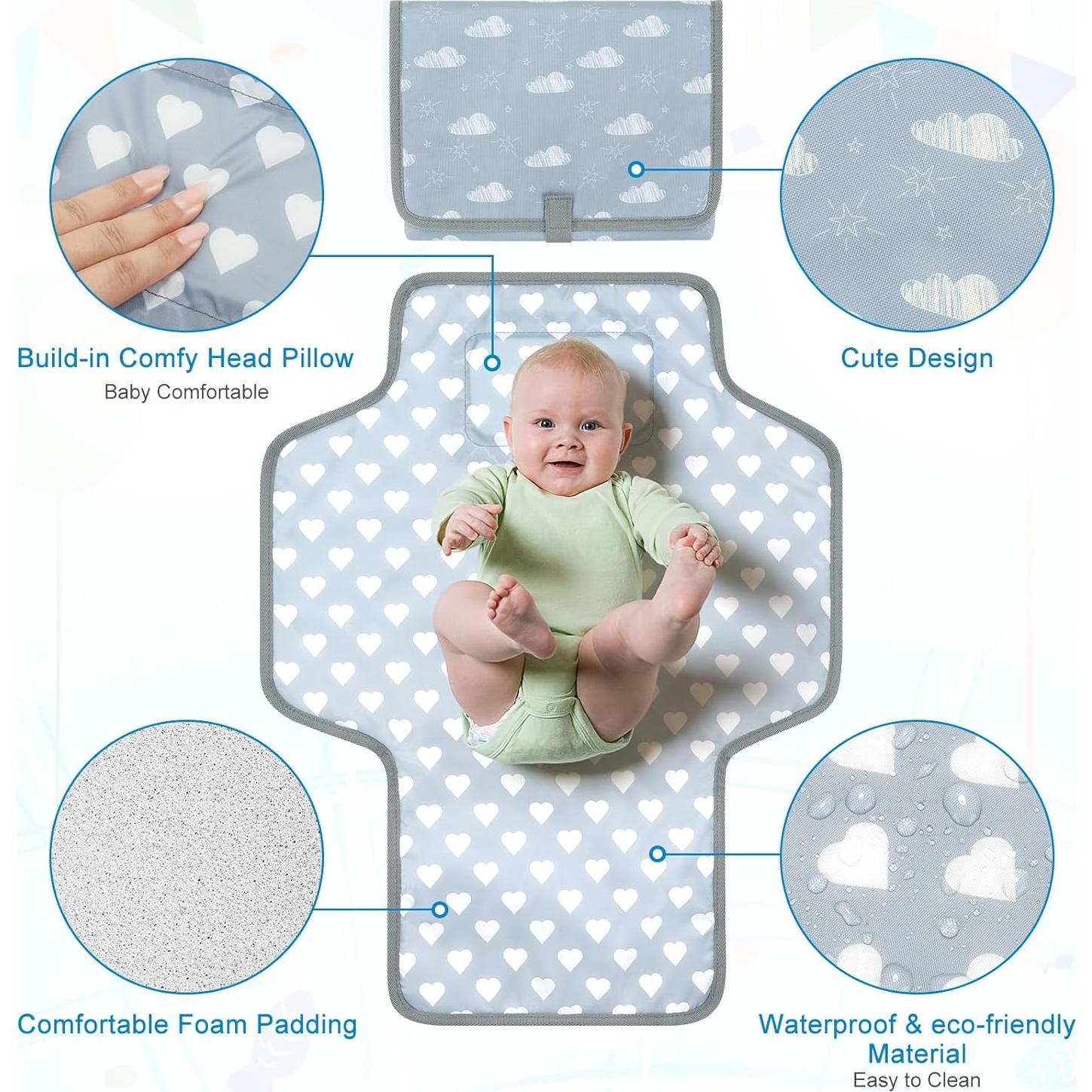 Almohadilla Portátil para Cambiar Pañales Accmor Nube Gris