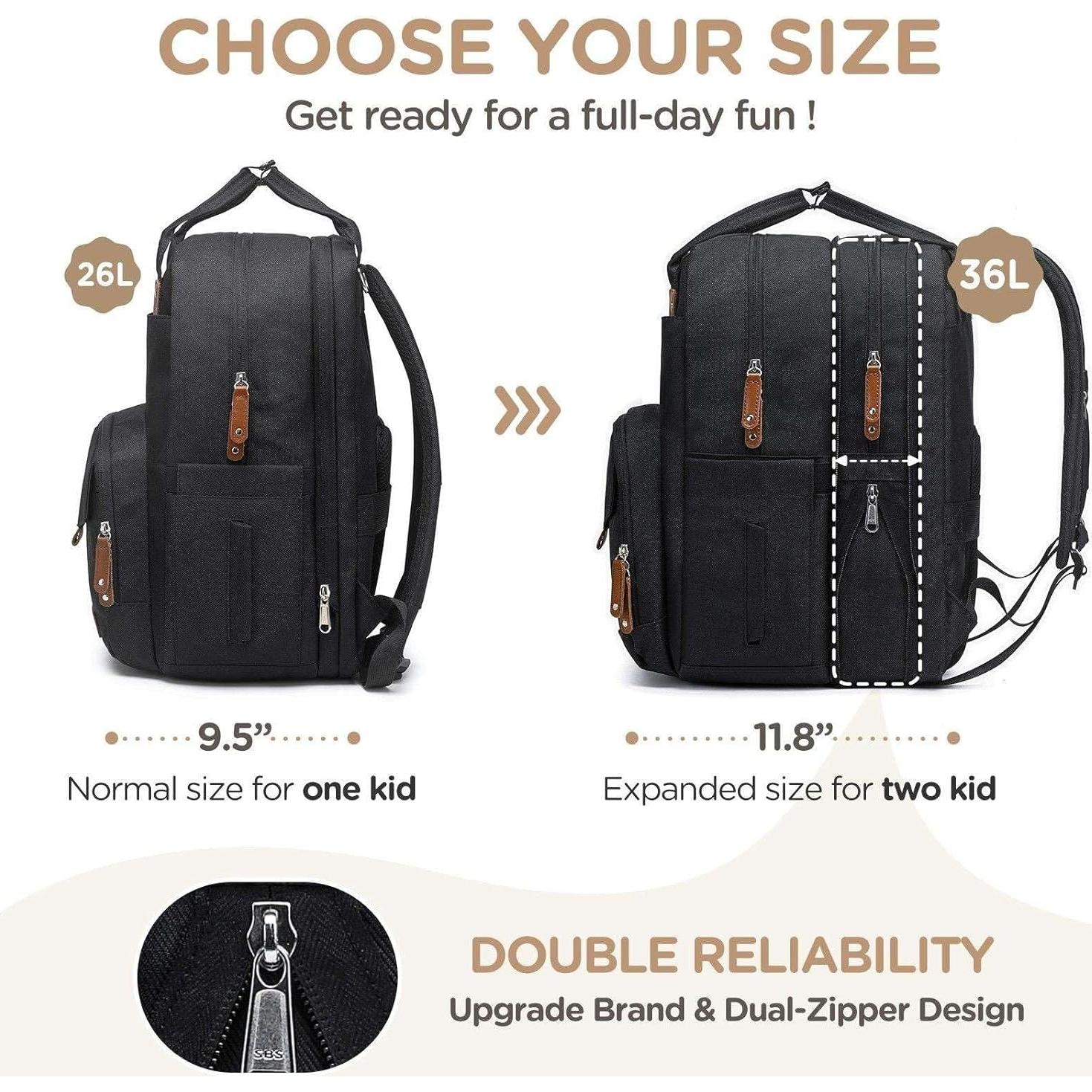 Mochila Expandible para Pañales Unisex - 35L, Duales Compartimentos