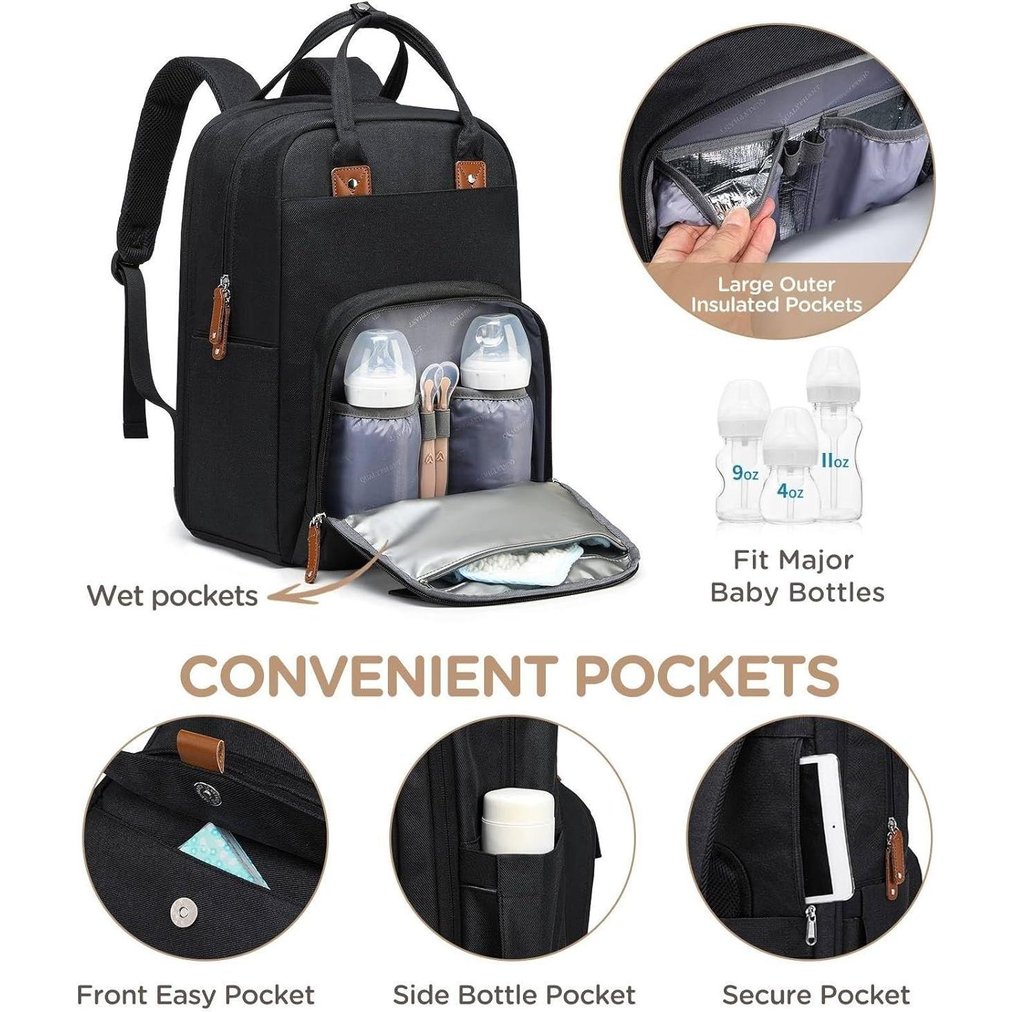 Mochila Expandible para Pañales Unisex - 35L, Duales Compartimentos