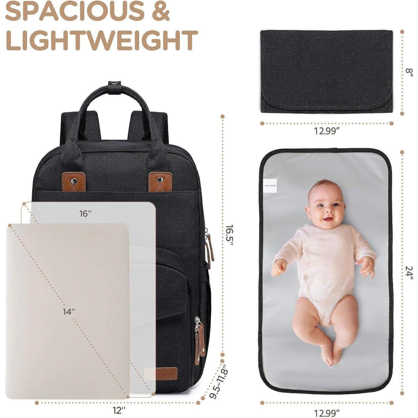 Mochila Expandible para Pañales Unisex - 35L, Duales Compartimentos