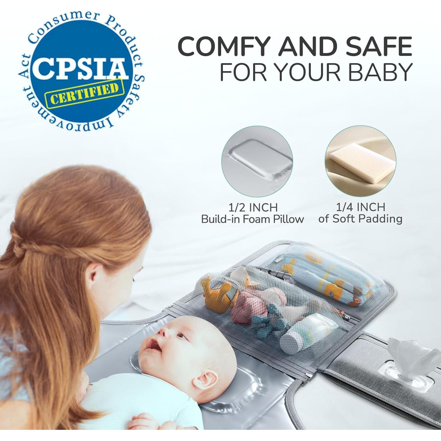 Almohadilla de Cambio de Pañales Portátil Alatino Gris