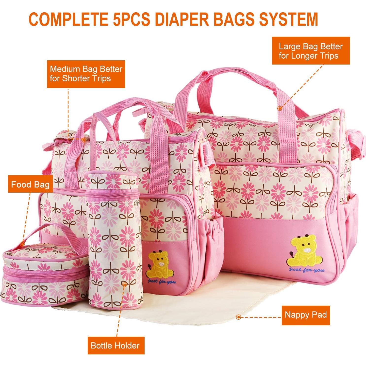 Juego de 5 Bolsas de Pañales Impermeables Rosa - Mamá