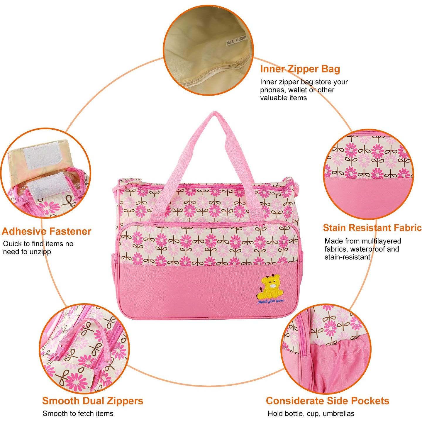 Juego de 5 Bolsas de Pañales Impermeables Rosa - Mamá