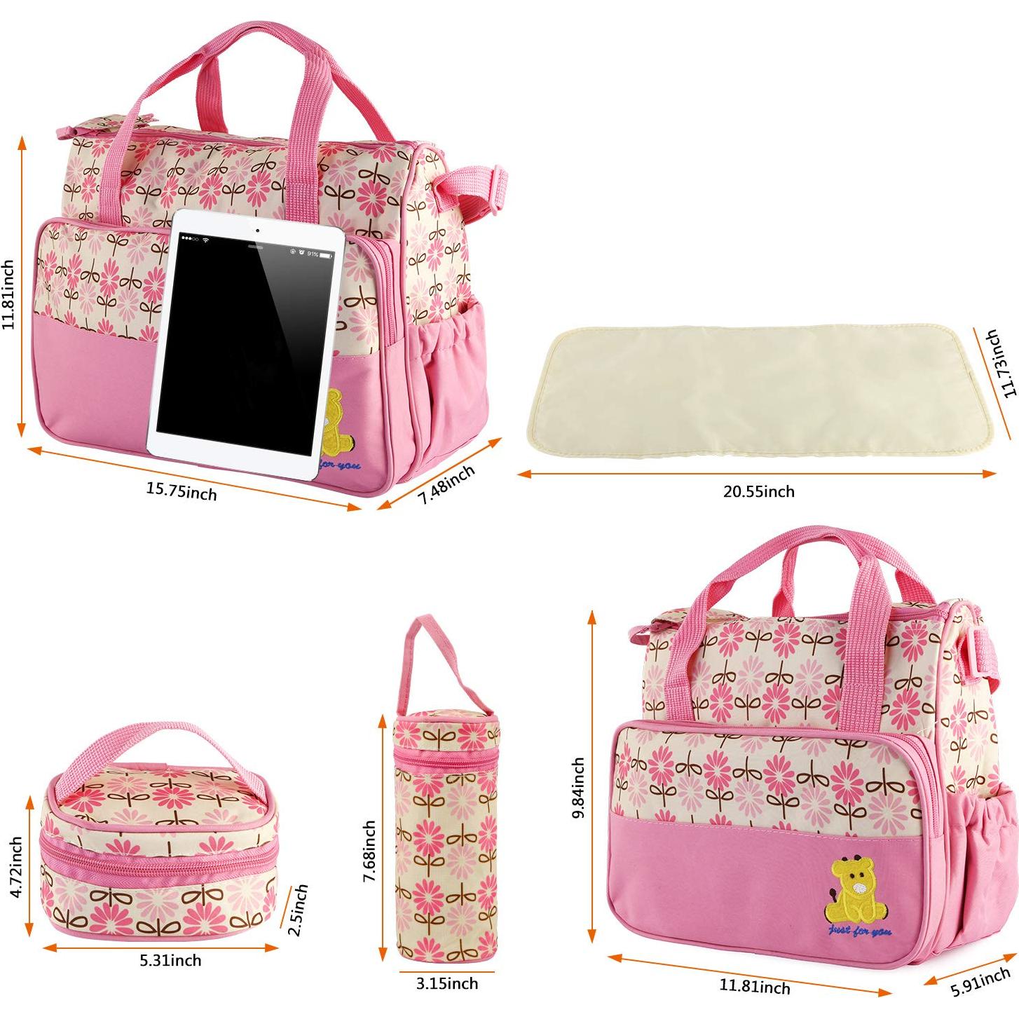 Juego de 5 Bolsas de Pañales Impermeables Rosa - Mamá