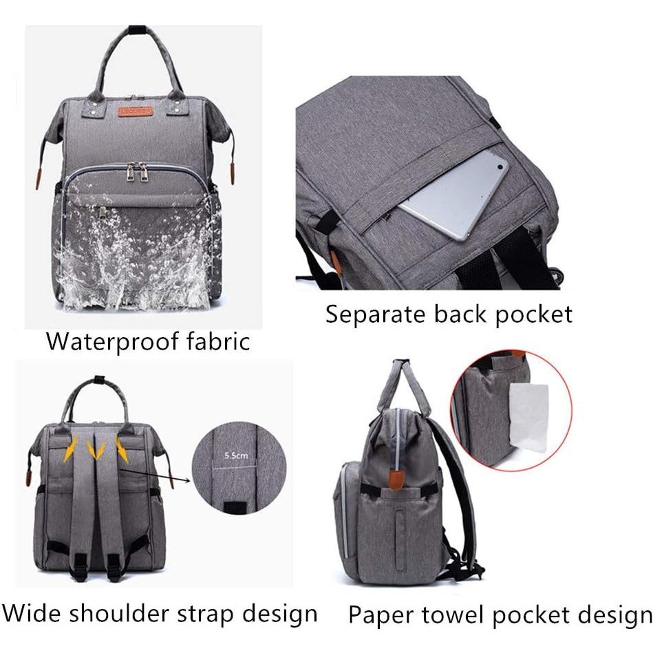 Mochila para Pañales Unisex Multifuncional Azul Marino