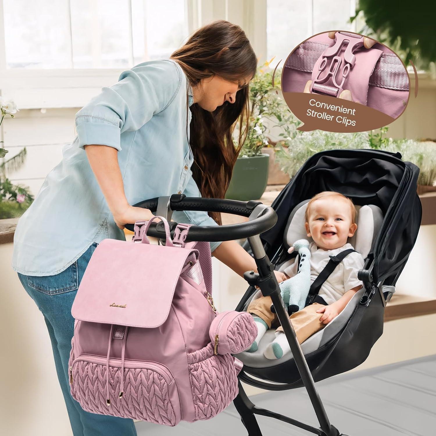 Mochila para Pañales LOVEVOOK Rosa 21L Resistente al Agua