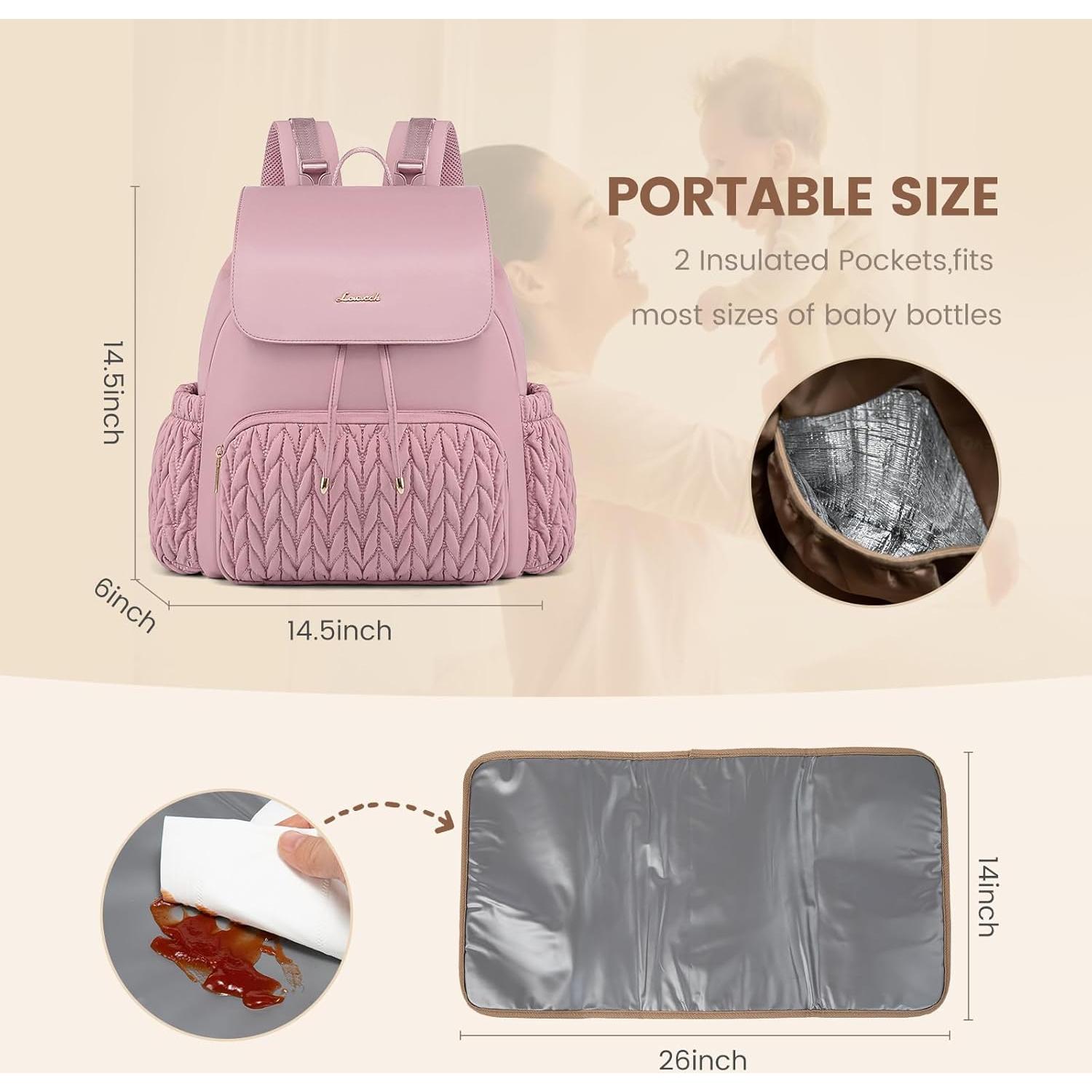 Mochila para Pañales LOVEVOOK Rosa 21L Resistente al Agua
