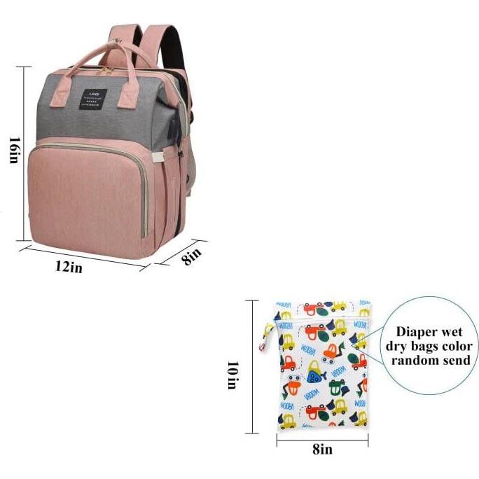 Mochila de Pañales ANWTOTU Rosa-Gris con Estación de Cambio