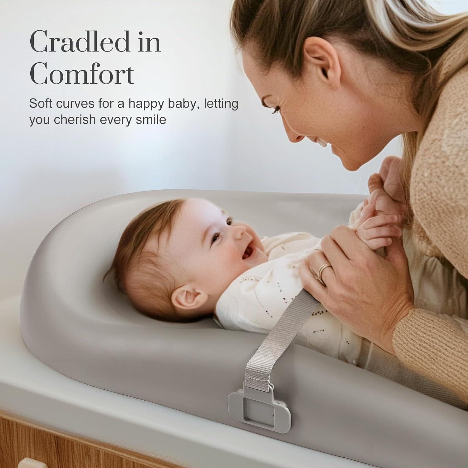 Almohadilla de Cambio PU Gris con Cinturón de Seguridad 83x48cm