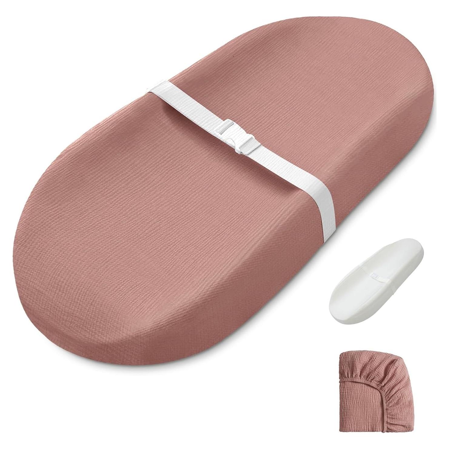 Almohadilla de Cambio de Bebé Muslín Blissful Aguacate Rosa