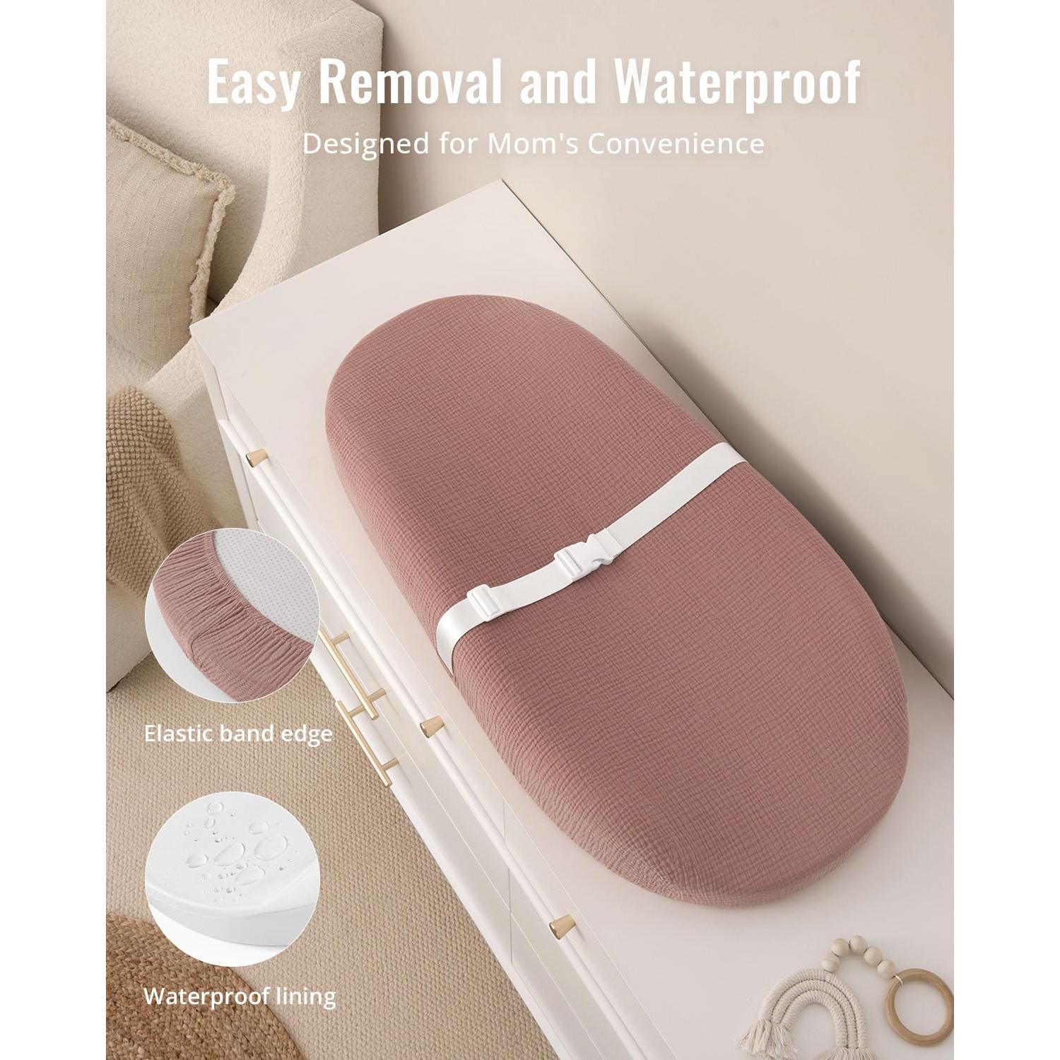 Almohadilla de Cambio de Bebé Muslín Blissful Aguacate Rosa