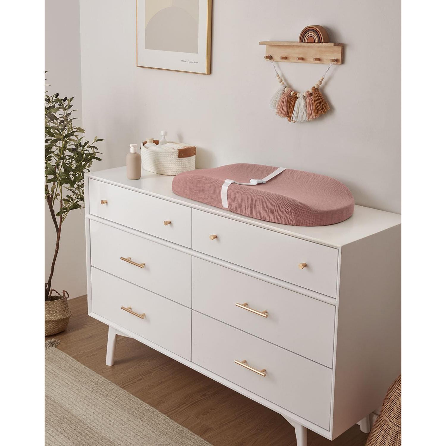 Almohadilla de Cambio de Bebé Muslín Blissful Aguacate Rosa