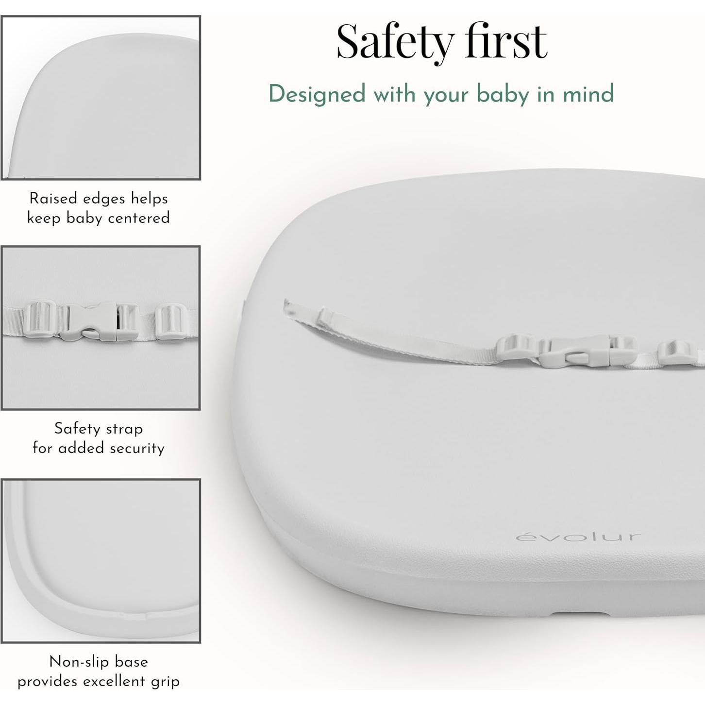 Almohadilla para Cambiar Bebés Evolur Eva Gris Claro 76x40 cm