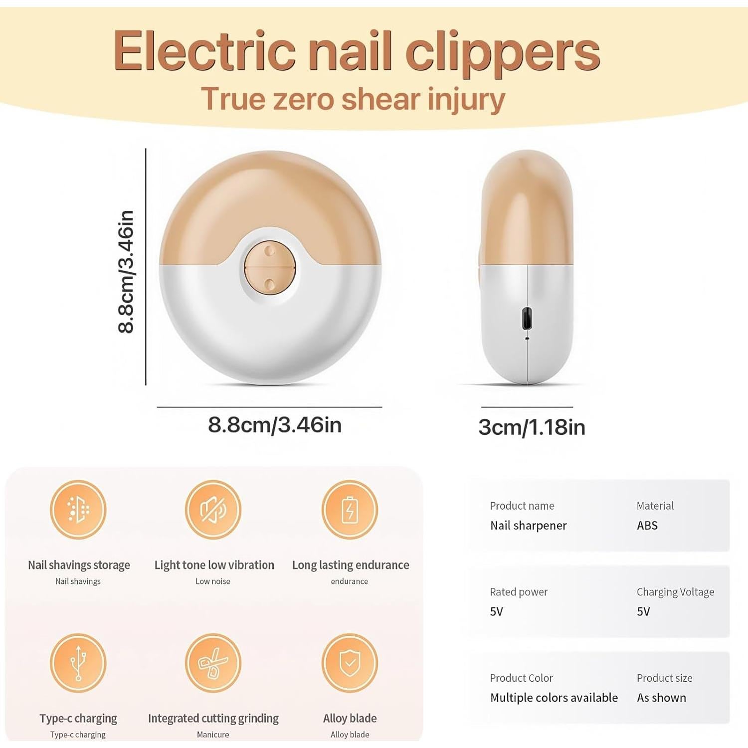 Cortauñas Eléctrico 2 en 1 LEOVITA Negro con Doble Velocidad