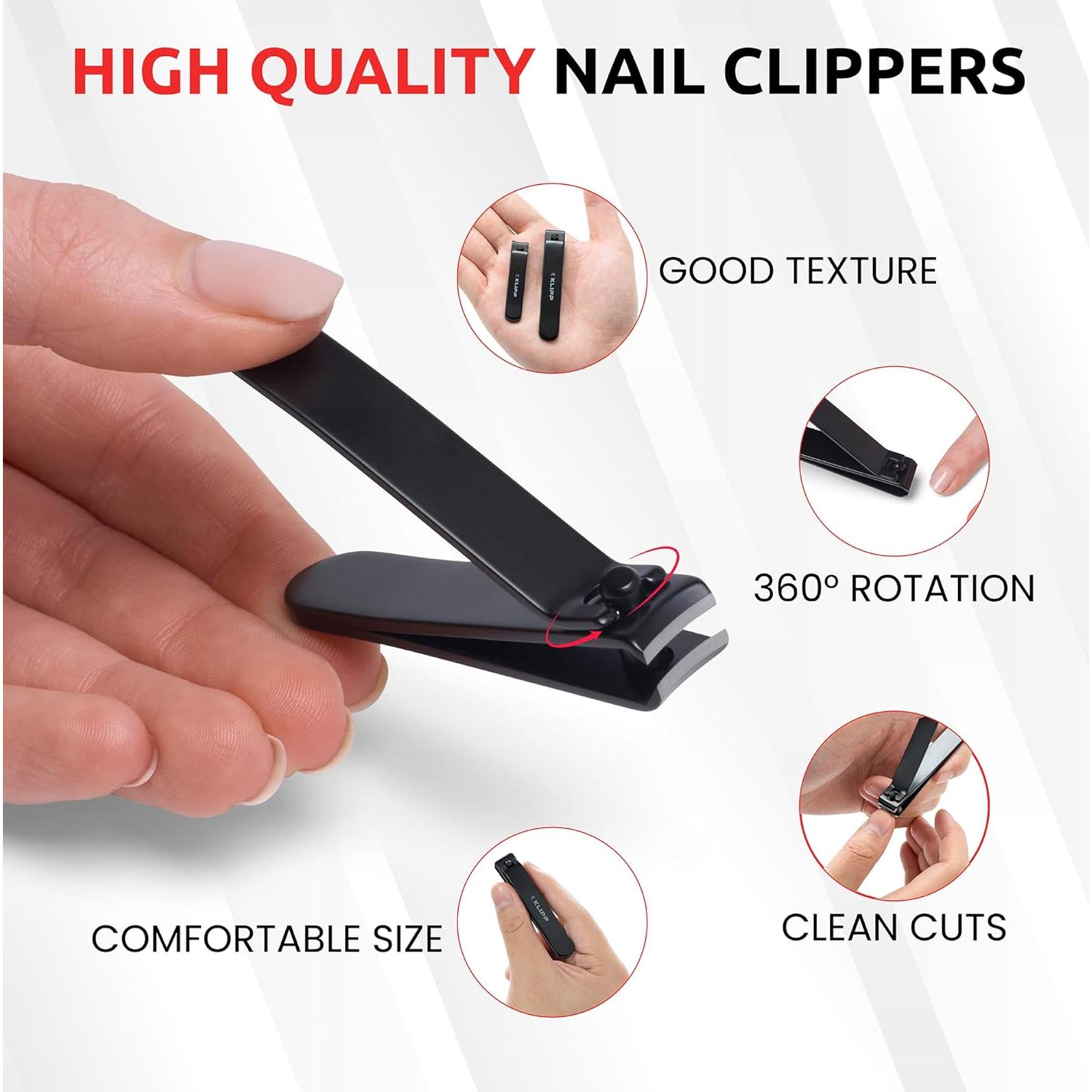 Cortauñas profesionales KLIPP de acero inoxidable - Kit completo con estuche