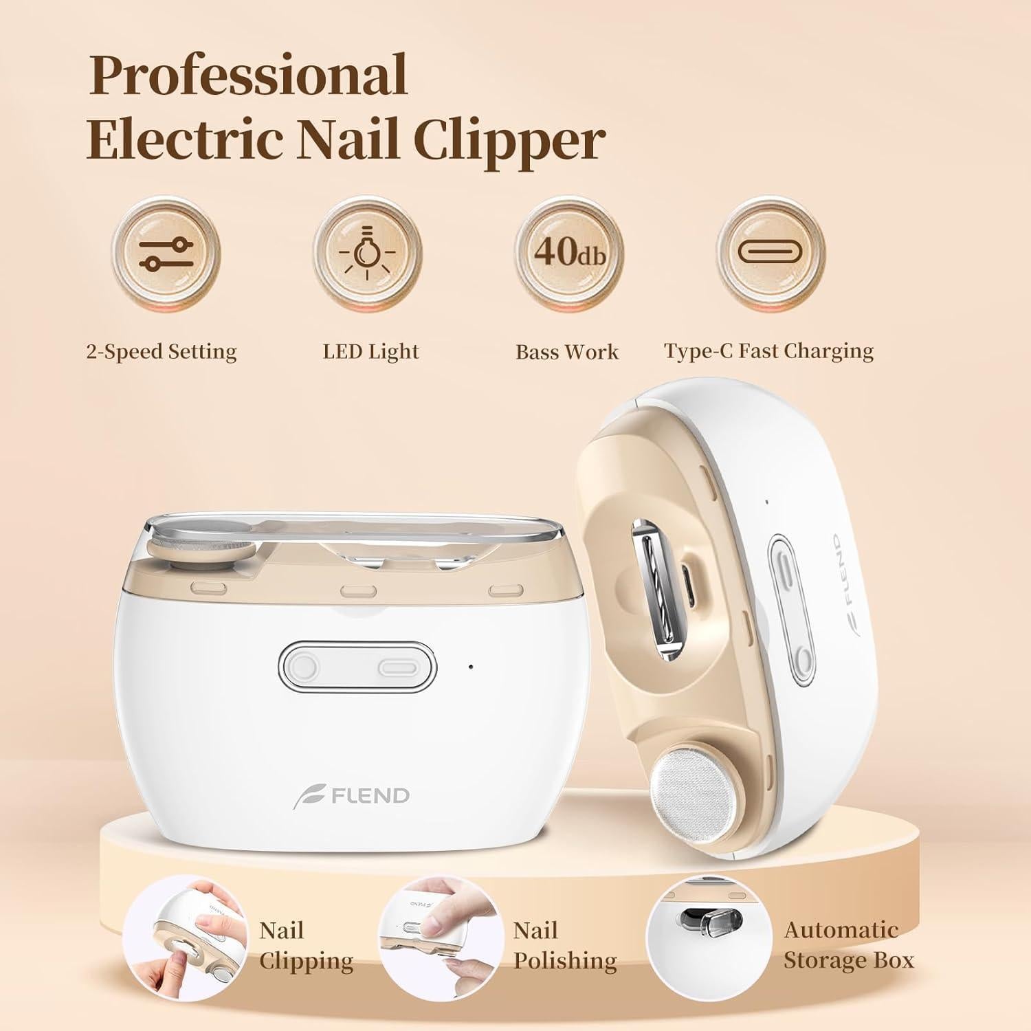 Cortador de Uñas Eléctrico Bubbacare 2 en 1 con Pulidor