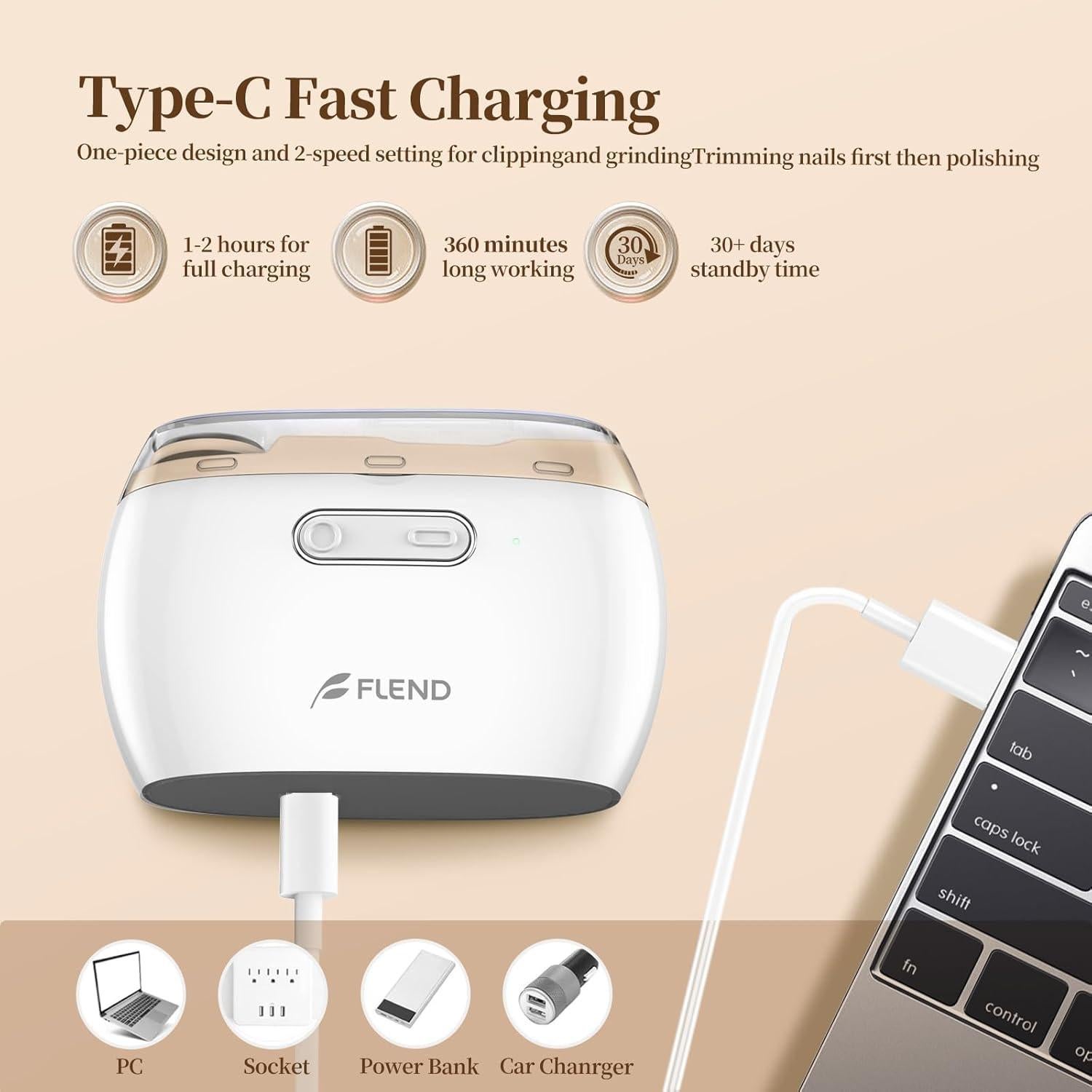 Cortador de Uñas Eléctrico Bubbacare 2 en 1 con Pulidor