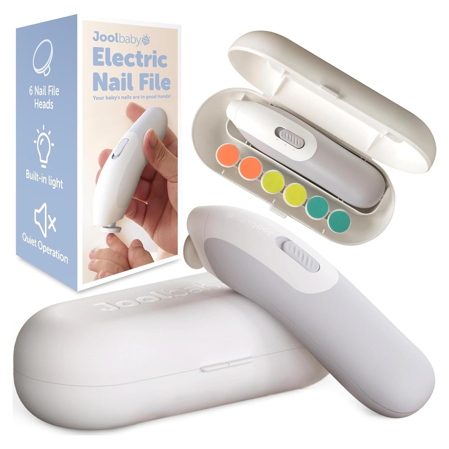 Lima de Uñas Eléctrica Jool Baby con Luz y 3 Cabezaes