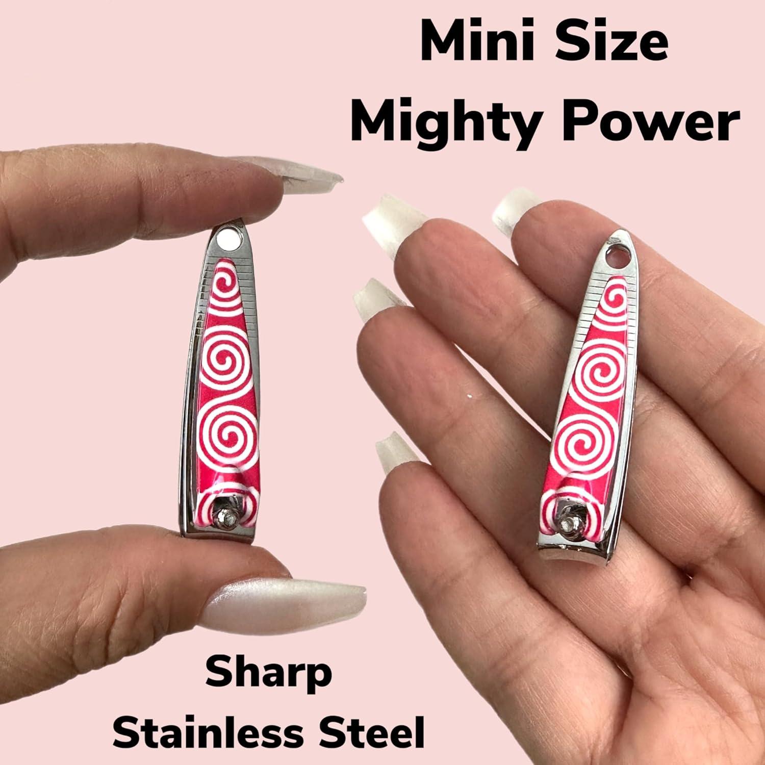 Mini Cortauñas ALAZCO Acero Inoxidable Diseño Rosa 6 Piezas