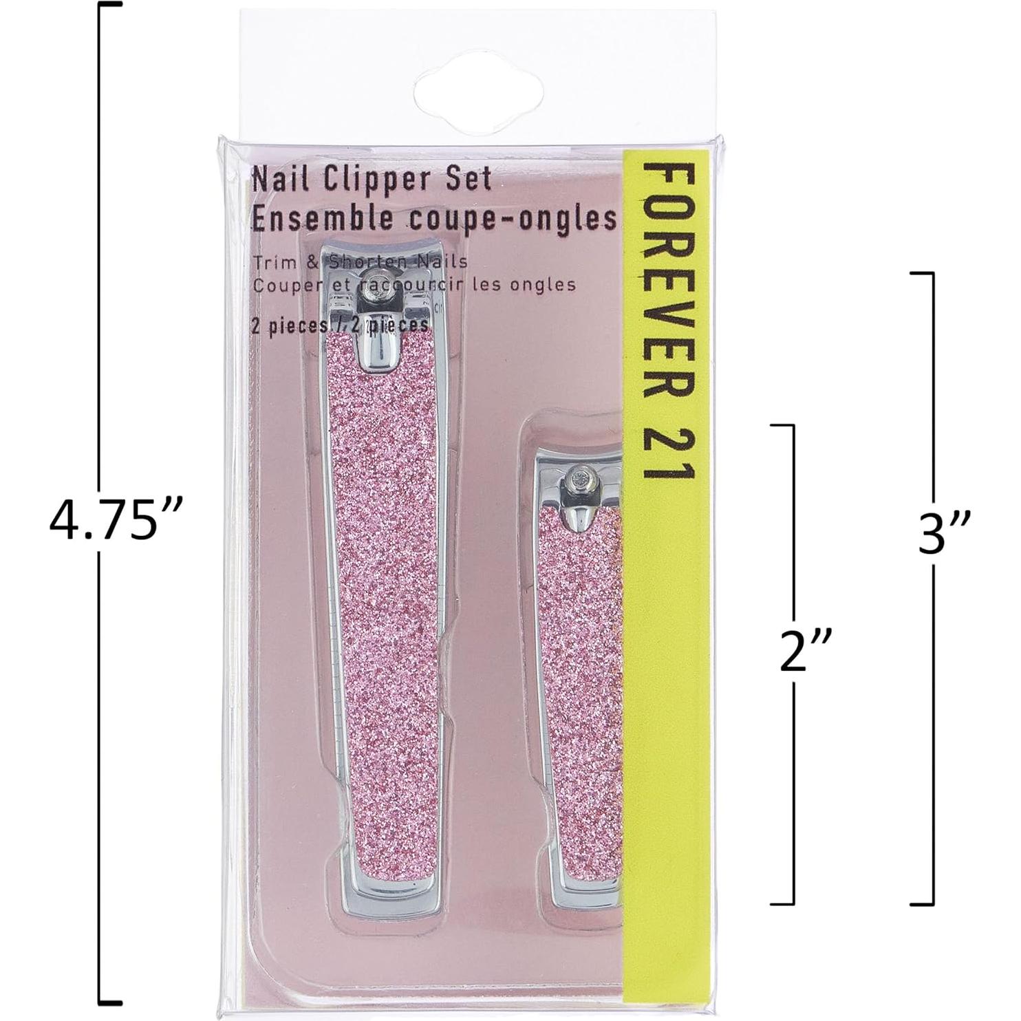 Juego de Cortauñas Forever 21 - 2 Piezas Brillo Rosa