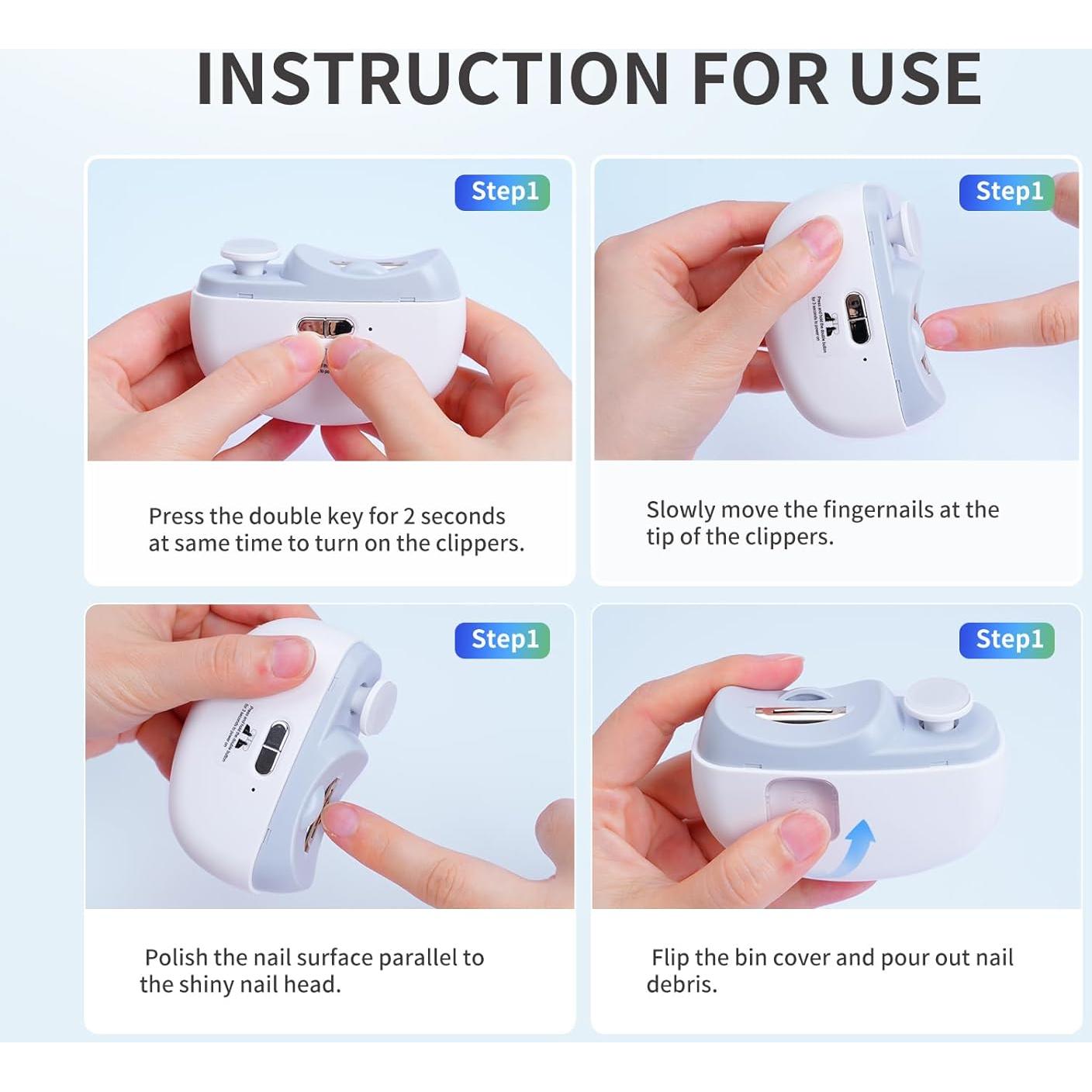 Cortador de Uñas Eléctrico BAI Stone 3 en 1 Recargable USB