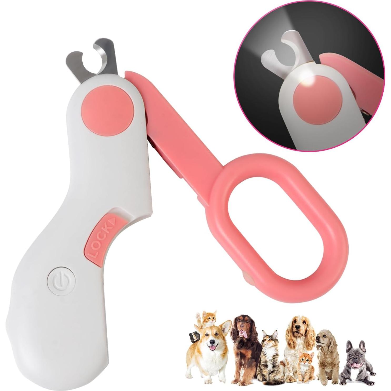 Cortauñas para Mascotas GuLuGun con Luz LED Rosa 10x6cm