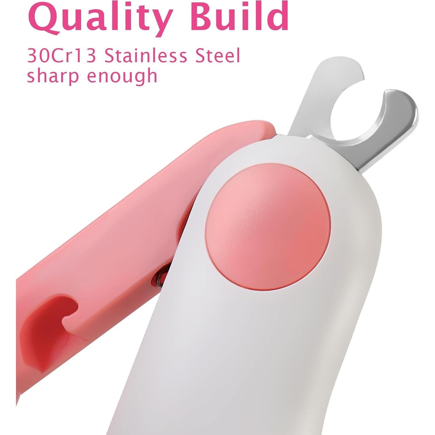 Cortauñas para Mascotas GuLuGun con Luz LED Rosa 10x6cm