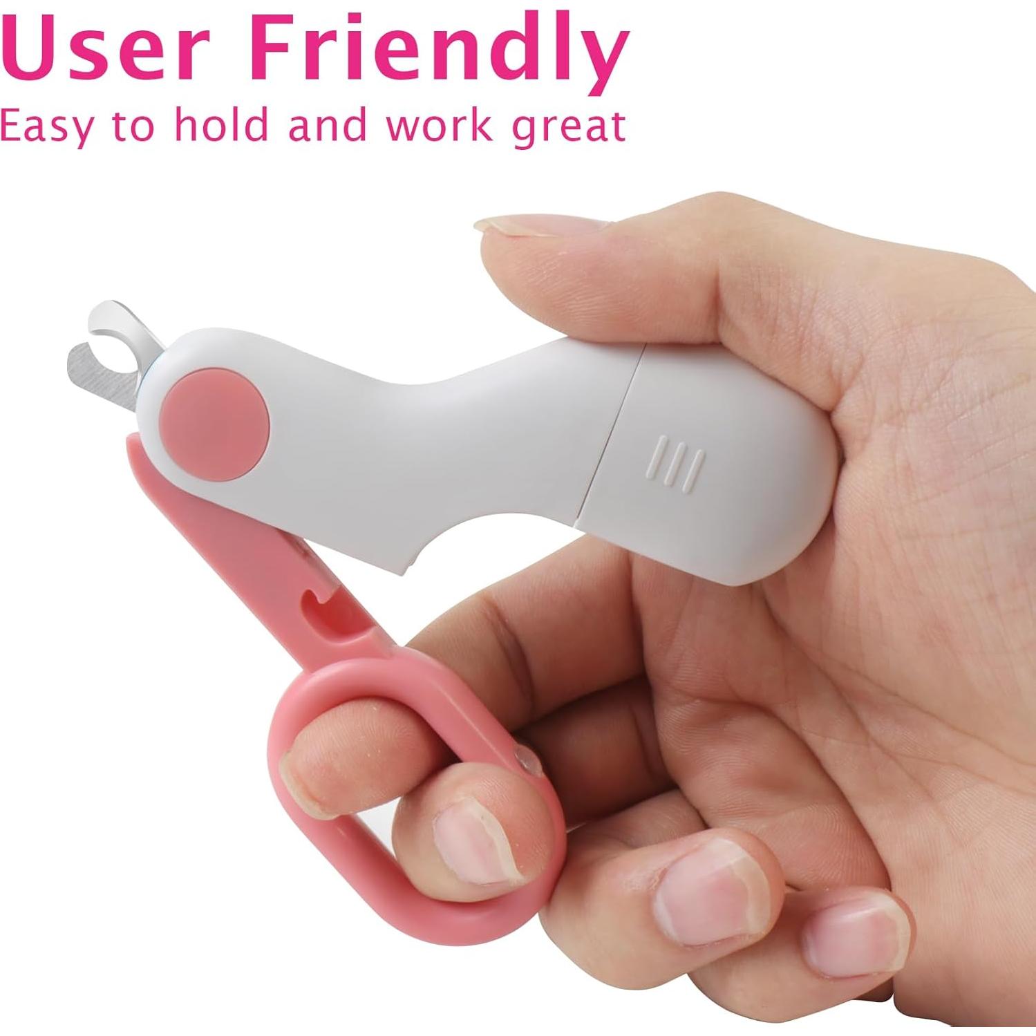 Cortauñas para Mascotas GuLuGun con Luz LED Rosa 10x6cm