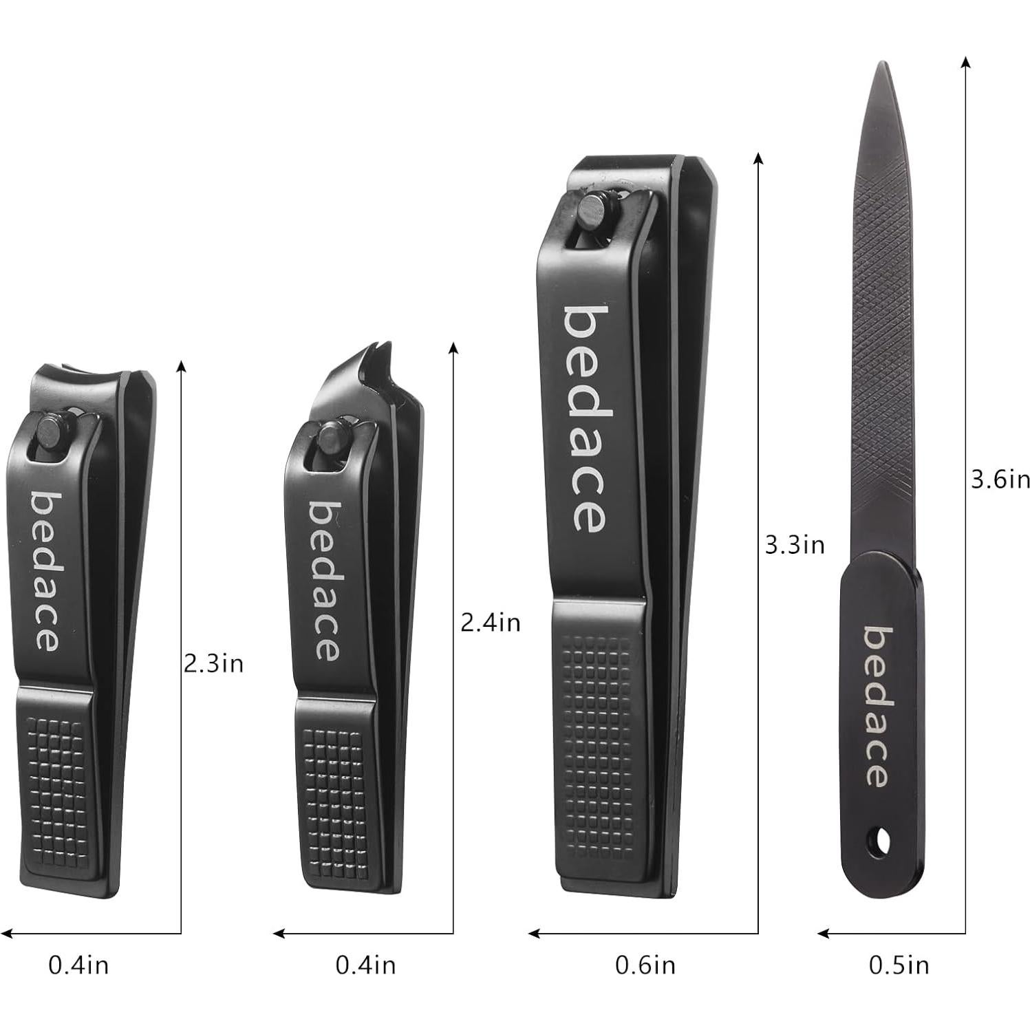 Juego de Cortauñas Bedace 4 Piezas con Lima y Estuche