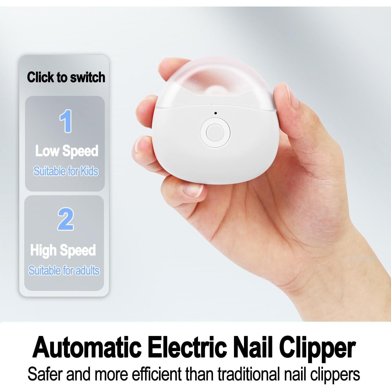 Cortador de Uñas Eléctrico SCAIKTIG Blanco 2 Velocidades LED