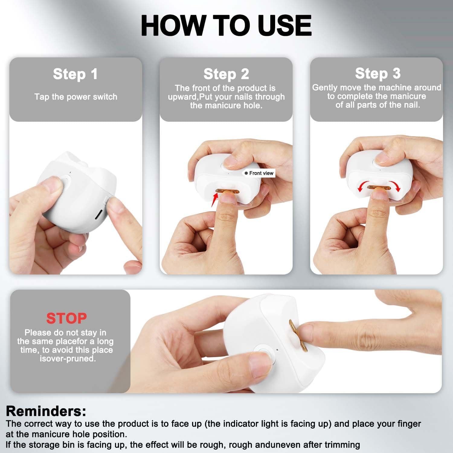 Cortador de Uñas Eléctrico SCAIKTIG Blanco 2 Velocidades LED