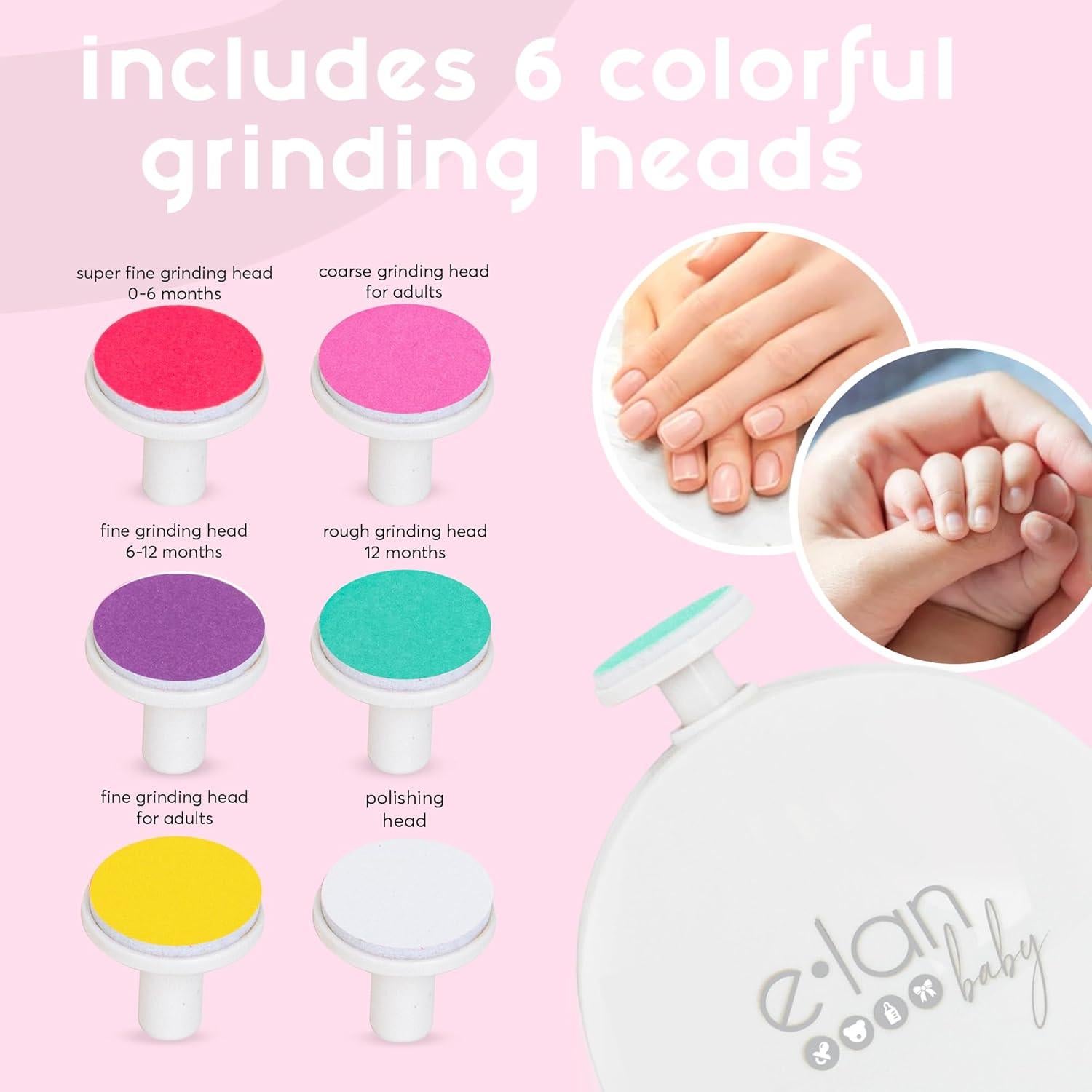 Cortador de Uñas Eléctrico Elan para Bebés y Niños - 6 Accesorios