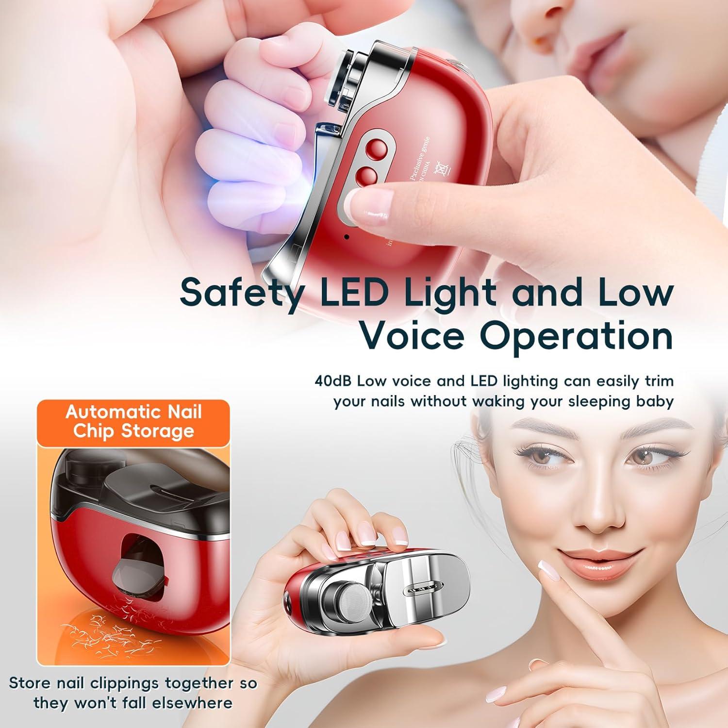 Cortador de Uñas Eléctrico Blissleaf 3 en 1 para Bebés Rojo