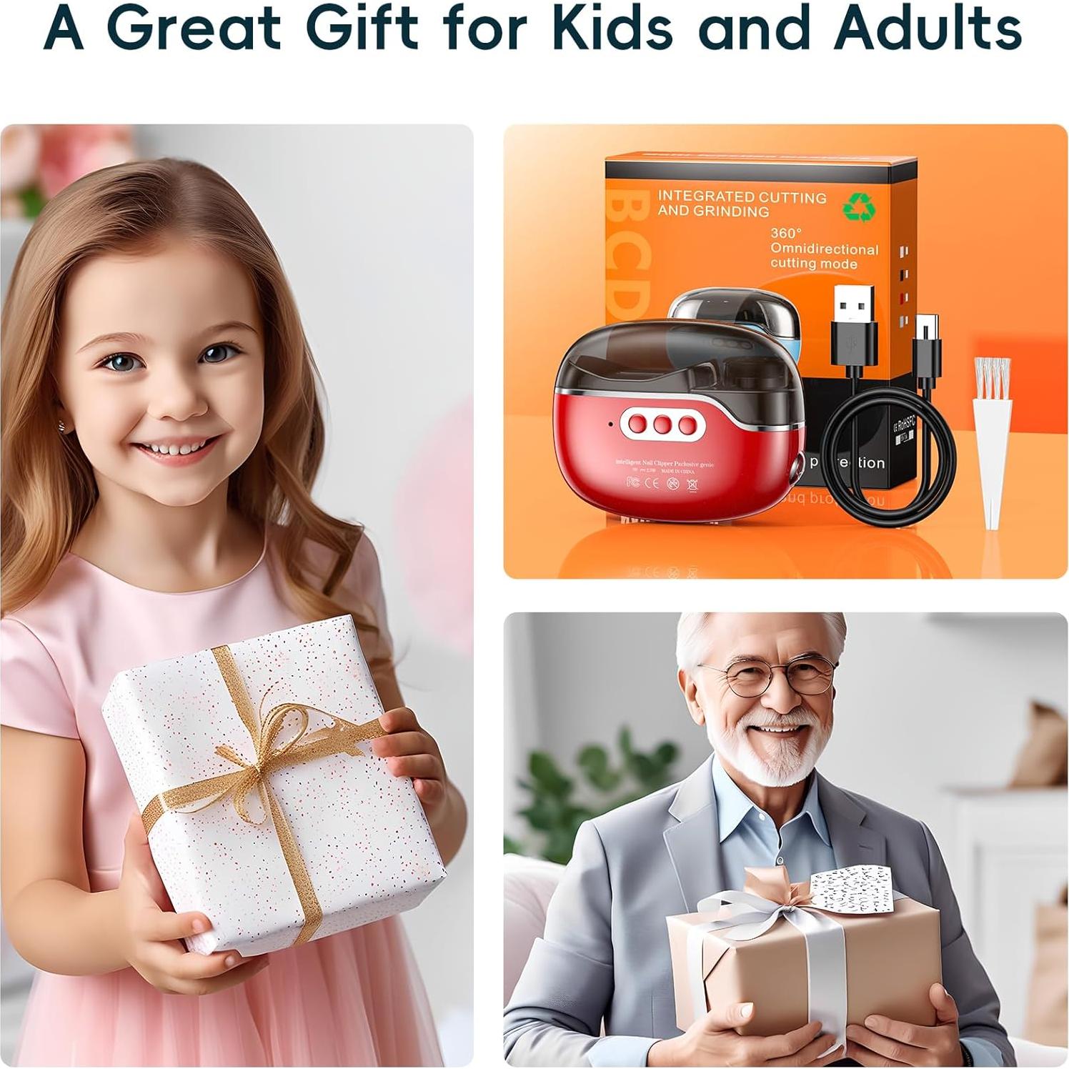 Cortador de Uñas Eléctrico Blissleaf 3 en 1 para Bebés Rojo