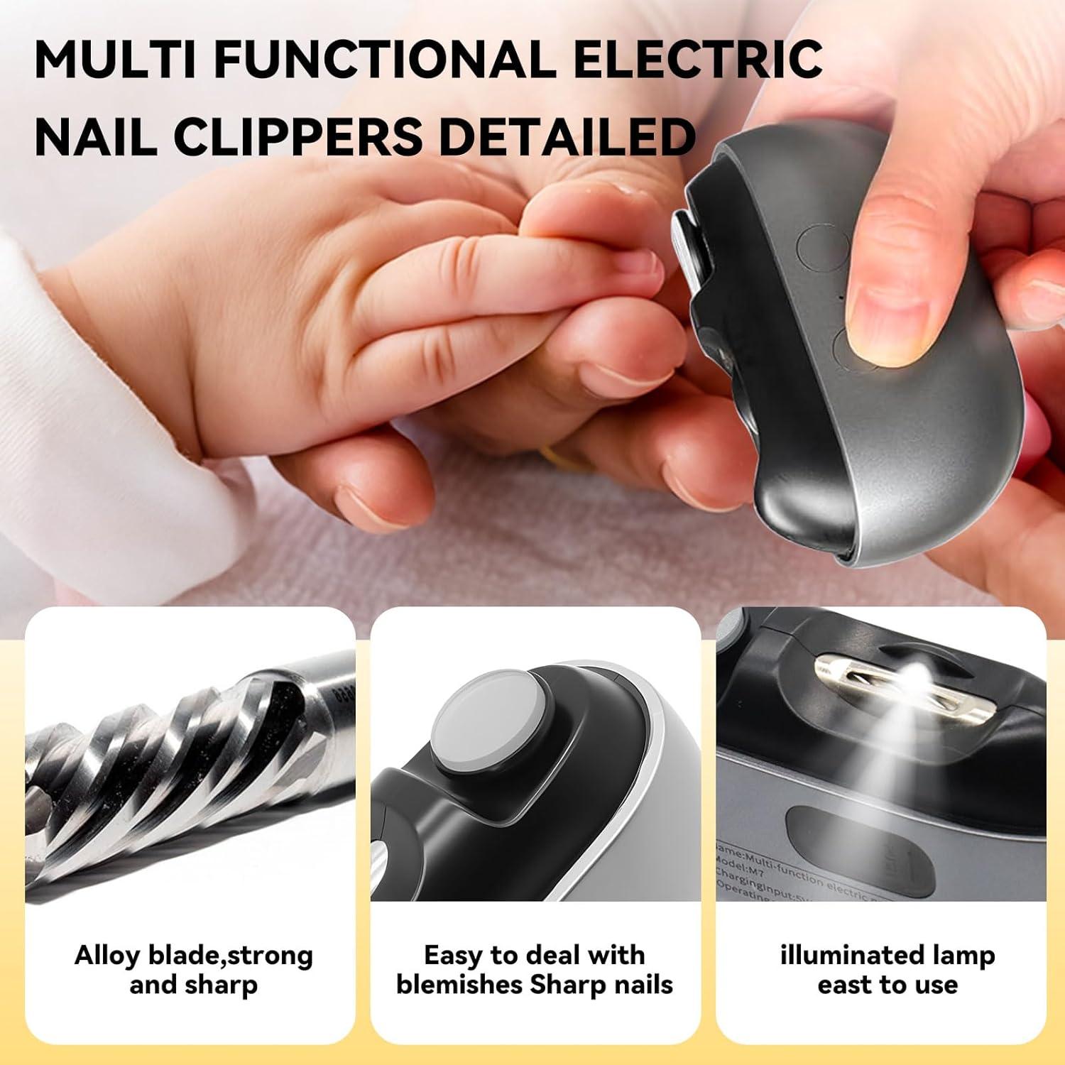 Cortauñas Eléctrico Yoiilifee 3 en 1 con Luz LED y Almacenamiento