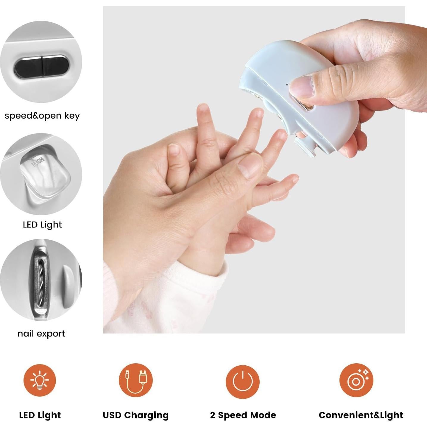 Cortador de Uñas Eléctrico AOXOGFLY 2 en 1 con Luz LED