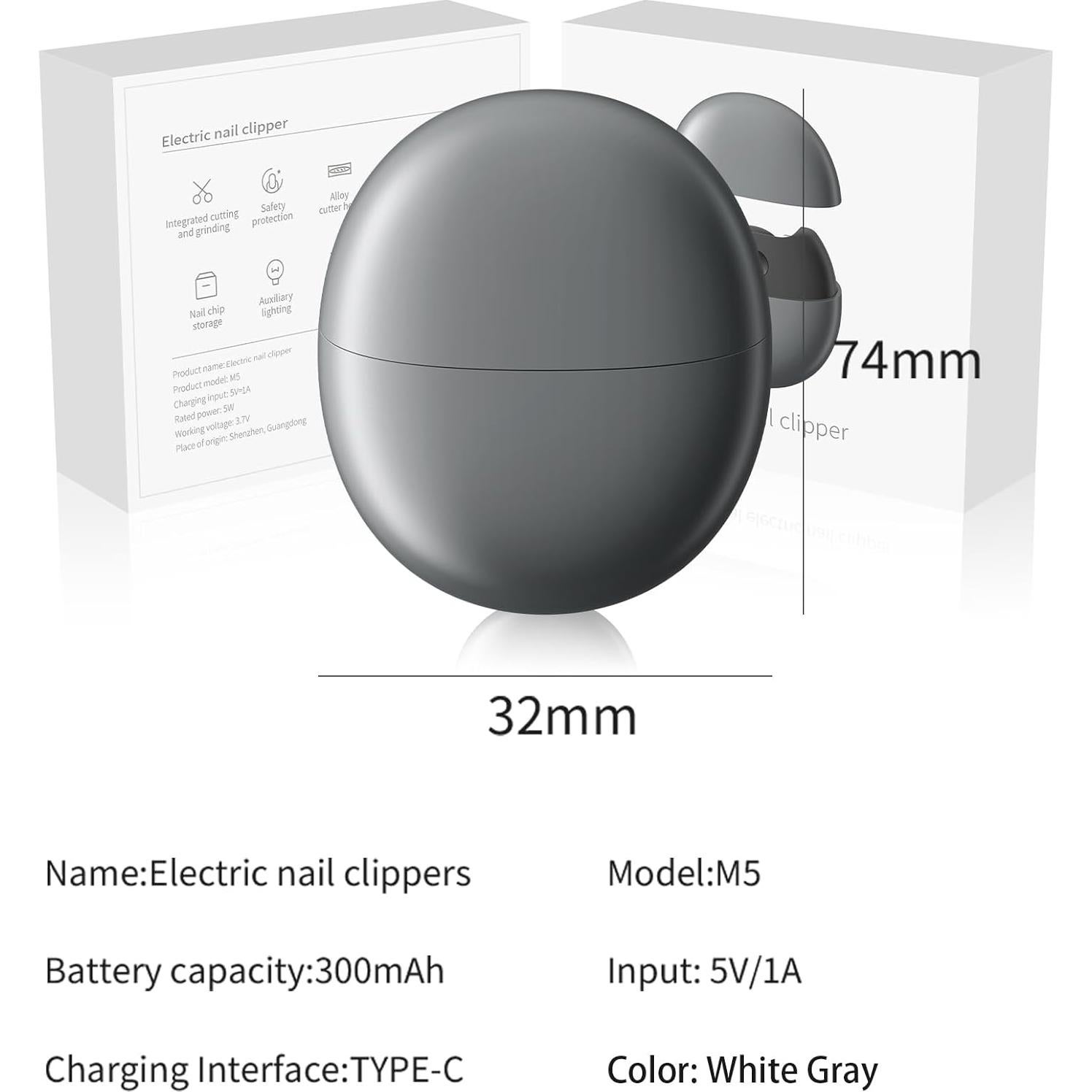 Cortador de Uñas Eléctrico Toxicólogo m7 Recargable USB con Luz LED